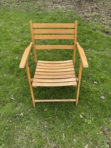 Vintage Telescope Company Folding Wood Chair New York Usa - Picture 1 of 10