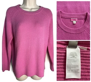 Suéter Pullover J.CREW 100 % Cachemira Cuello Redondo Gran Tamaño Acanalado Rosa XS #BB402 - Imagen 1 de 9
