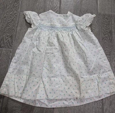 Vestido De Colección Polly Flinders Calado a Mano Azul Claro Bebé Niñas 24 Meses  Foto 1 de 4