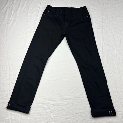 Jeans masculino Uniqlo compatível com 32x32 selvedge preto fino elástico reto cintura média jeans - Imagem 1 de 4