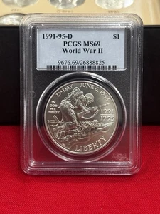 1991-1995 - WWII D-Day Commemorative S$1 PCGS MS69 - Picture 1 of 2