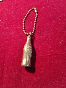 Vintage Small Coca-Cola Gold Finish  Bottle Key Chain with Beaded Chain  - Picture 1 of 3