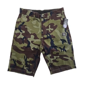NEW Volcom Shorts Men's 28 V Monty Stretch Green Brown Camo NWT 10" Inseam - Picture 1 of 15