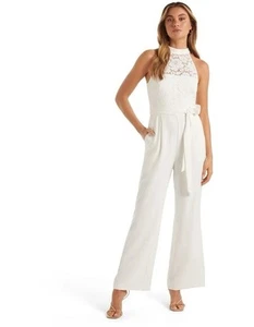 Forever New White Lace Jumpsuit Hens Party Wedding Event Size 10 Sleeveless - Picture 1 of 16