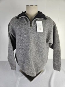 Norsk Wear Sweater Men's XL 171-74 100% Wool 1/4 Zip Mock Neck Norway Gray NWT - Picture 1 of 9