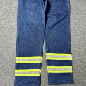 Flame Resistant Hi Vis Work Pants Mens 34x34 FR Reflective Jeans NFPA 2112 - Picture 1 of 14