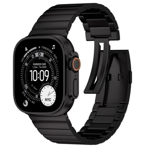 Black Titanium Link Bracelet for Apple Watch Ultra 3/2 with Folding Buckle - Picture 1 of 10