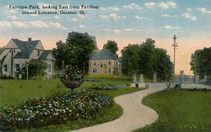 FAIRVIEW PARK, LOOKING EAST FROM PAVILION TOWARD ENTRANCE, DECATUR, ILL. IL. - Picture 1 of 2