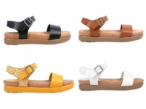 Bambus 4 Farben Riemchen Knöchelriemen Schnalle Damen Clog Sandalen flache Form Absätze - Bild 1 von 25