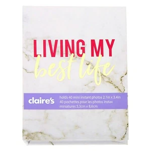 Claire’s LIVING MY BEST LIFE Marble Instamax Photo Album New with Tags - Picture 1 of 3