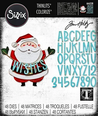 New Retired Sizzix Thinlits Colorize Santa Greetings 49pc #666338 Retail $39.99 - Image 1 of 4