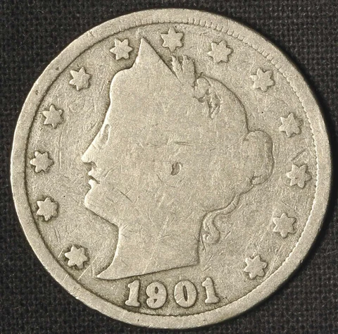1901 Liberty Head Nickel - Lamination Flaw Reverse - Free Shipping USA Cover