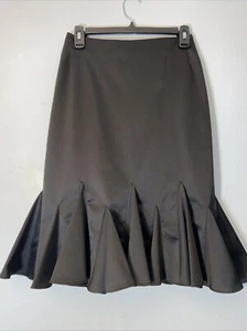 JS Collections Skirt 4 Women's Black Flaired Stretch Zip Poly/Spandex - Picture 1 of 15