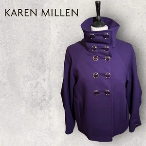 Chaqueta de lana Karen Millen para mujer púrpura de doble botonadura, blazer Reino Unido 14 - Imagen 1 de 6