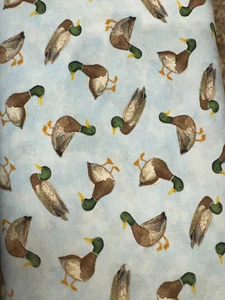 Lakefront Mallard Duck Toss on Cloud Blue cotton Fabric per yd sewing / quilting - Picture 1 of 3