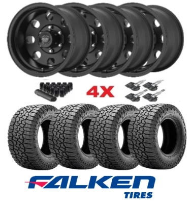 17 AMERICAN RACING WHEELS FALKEN WILDPEAK AT4W TIRES 2656517 BLACK RIM BAJA - Изображение 1 из 4