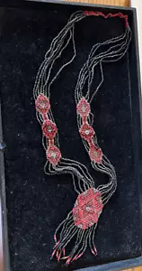 Black/red Seed Bead woven necklace, broad woven - Picture 1 of 4