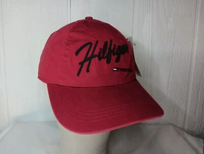 Boné de beisebol masculino Tommy Hilfiger Athletic Dept vermelho logotipo levantado algodão sistema operacional novo com etiquetas - Imagem 1 de 4