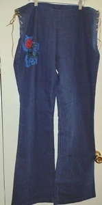 Pantalones de mezclilla elásticos Claudio Nucci Vese con aplique de vinilo rosa lados de cuero - Imagen 1 de 7