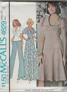 UNCUT McCalls 4629 Misses langes Kleid, Top, Rock Schnittmuster Gr. 14 Brustumfang 36" - Bild 1 von 2