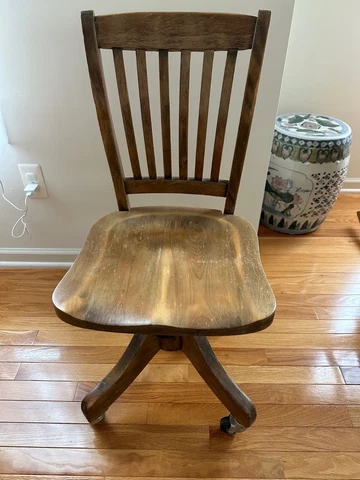 Vintage Oak Secretary Swivel Office Chair with Adjustable Tilt & Spring Recline Cover