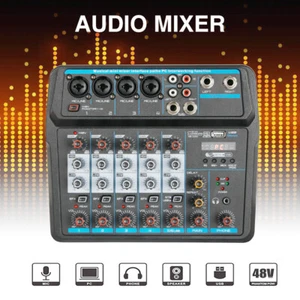 Mixing Console Mixer Bluetooth USB Audio Interface USB Echo Effect 6-Channel - Picture 1 of 9