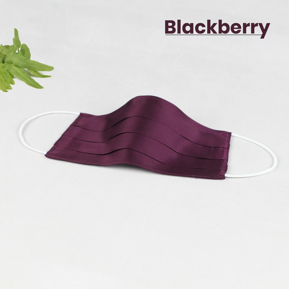 Silk Face Mask Washable Covering Nose Mouth Blackberry Luxury Stylish Royal Made - Image 1 of 4