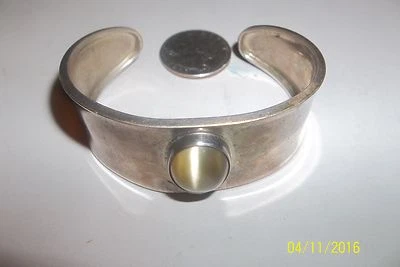 Brazalete de plata de ley con eslabones de perlas ágata México c11 6,75 interior 11/8 hueco  Foto 1 de 4