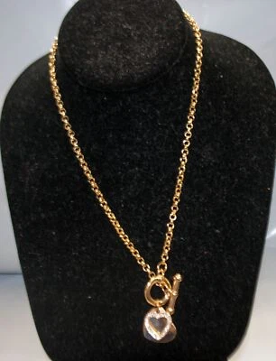 Nuevo con etiquetas Collar Charter Club Tono Dorado Cadena Estilo Palanca Corazón Estrás Transparente Foto 1 de 4
