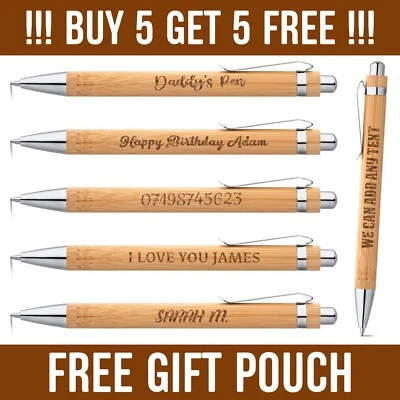 CRAFTMONK Personalised Engraved Bamboo Pen, Natural Wooden Handwriting Pen, Special Gift