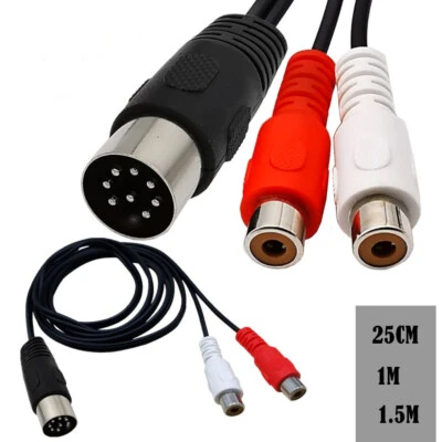 Din 8 Pin to 2RCA Cable 8Pin Male Plug Female Audio Adapter Converter Cord Plug - Image 1 of 4