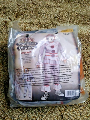 Fun World Boys Twisted Clown Halloween Costume Boys Size Large (10/12) NEW - Image 1 of 4