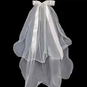 Brautschleier kurz Brautaccessoires weiß lvory Junggesellinnenschleier 80 cm individuell - Bild 1 von 6