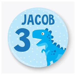 Personalised Dinosaur Boys Age Badge 1st 2nd 3rd 4th 5th 6th 7th 8th 9th 75mm - Picture 1 of 2