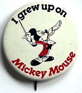 ORIGINAL MICKEY MOUSE "I WROW UP ON MICKEY MOUSE" DISNEY PINBACK PIN BACK BUTTON - Bild 1 von 3