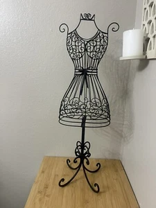 Black Metal Wire Dress Form Mannequin Jewelry Stand – Vintage-Inspired... - Picture 1 of 3