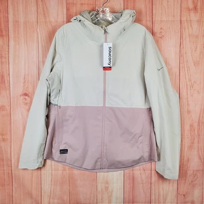 Saucony Womens Runshield Jacket Sz Large Running 100% Polyester Hooded Full Zip - Image 1 of 4