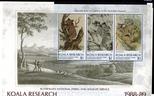 AUSTRALIA: POSTER STAMP, AUSTRALIAN NATIONAL PARKS KOALA RESEARCH 1988-89 - Bild 1 von 2
