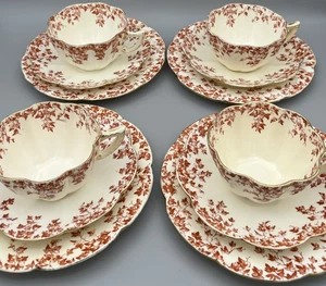 Juego de trío Wileman x4 forma margarita roja 175636 c1891 antiguo predecesor Shelley - Imagen 1 de 17