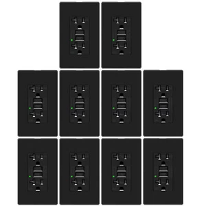 GFI Outlet 20 Amp GFCI Receptáculo Resistente a Manipulaciones TR WR Baño Negro 10 Paquetes - Imagen 1 de 13