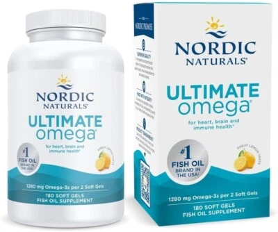 Nordic Naturals Ultimate Omega 3 - 1280 mg 180 Softgels Lemon Flavor Exp 09/2027 - Image 1 of 4