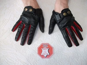 FASHION WOMEN'S RED AND BLACK LEATHER DRIVING GLOVES SIZE 7, 7.5, 8,8.5 - Picture 1 of 6