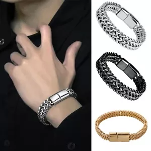 8 mm Fashion Stainless Steel Curb Cuban Chain Wristband Bracelet Women Men - Picture 1 of 10