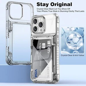 Wallet Card Holder Shockproof Case Cover For iPhone 16 15 14 Plus 13 12 Pro Max - Picture 1 of 18
