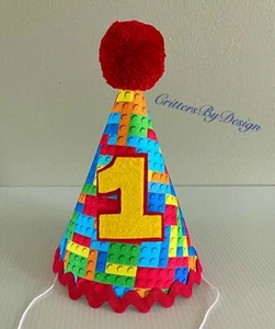 Building Blocks First Birthday Hat, Blocks Party Decorations “New Handmade” - Picture 1 of 1