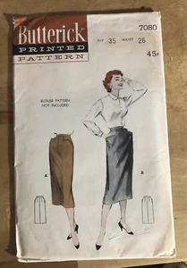 Falda recta a medida Butterick vintage cintura 26 cadera 35 # 7080 - Imagen 1 de 2