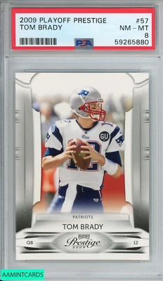 2009 PLAYOFF PRESTIGE TOM BRADY #57 NEW ENGLAND PATRIOTS PSA 8 NM-MT - Image 1 of 3