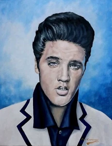 DON CAMERON ORIGINAL"Elvis Presley Early Years" Rock n Roll King OIL PAINTING   - Picture 1 of 1