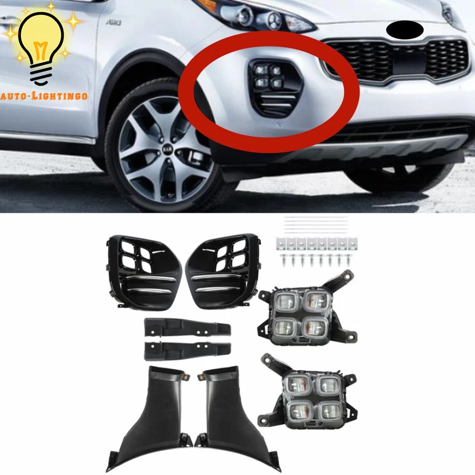 2017 - 2018 起亚 Sportage 保险杠驾驶雾灯和挡板套件右侧和左侧 — 第 1/4 张图片