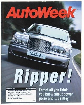 Autoweek Magazine Jan 28 2002 Bentley Arnage T, Danica Patrick Fabrizio Giugiaro - Image 1 of 4